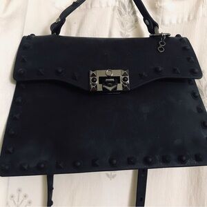 Elegant Black Studded Satchel